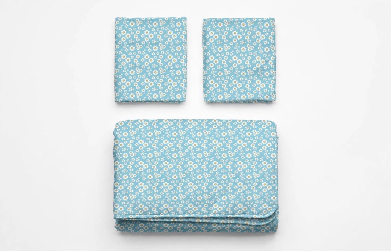 Luxury Blue Floral Quilt Cover Set