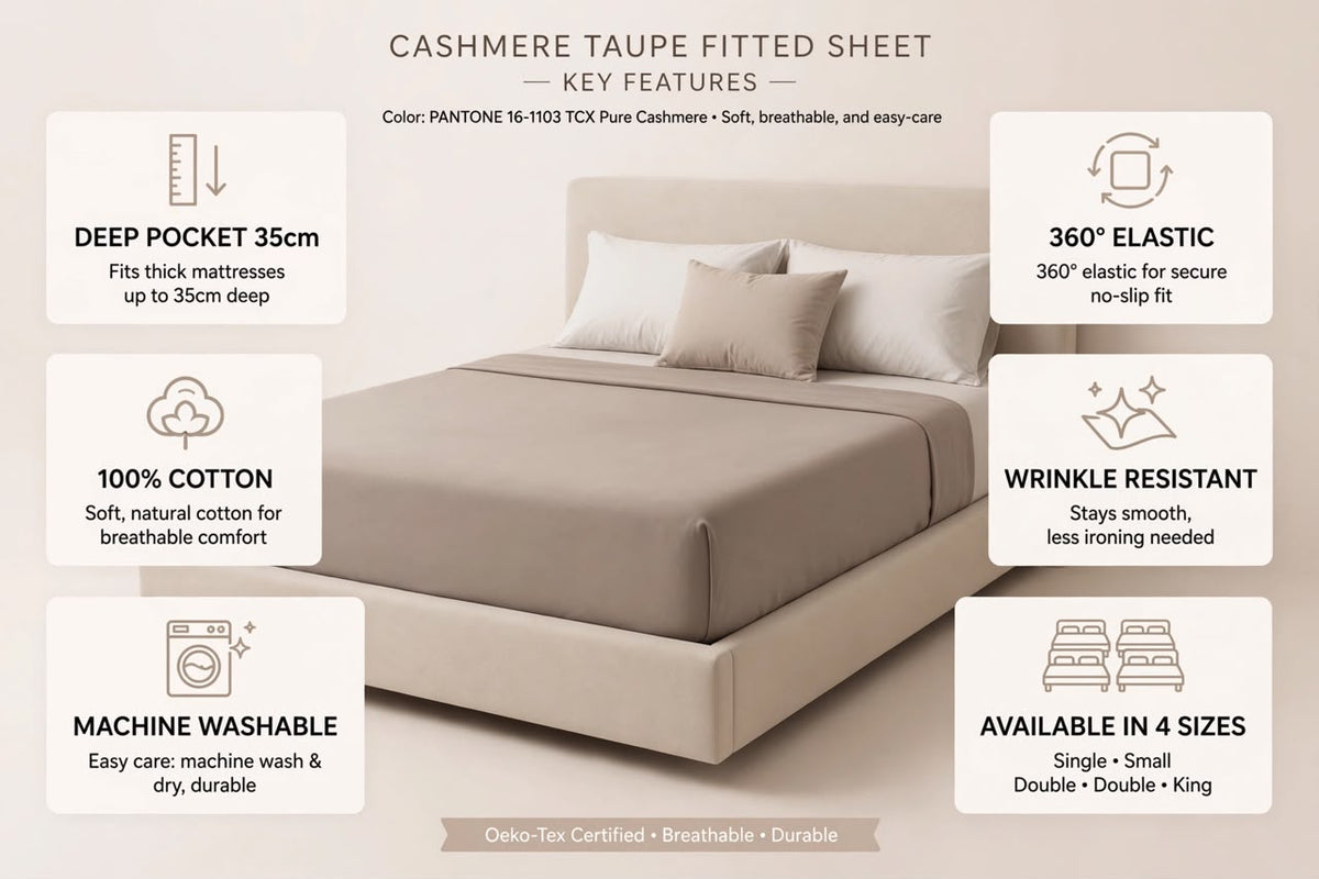 Luxury Taupe Deep Fit Fitted Sheet – Soft & Breathable Bedding