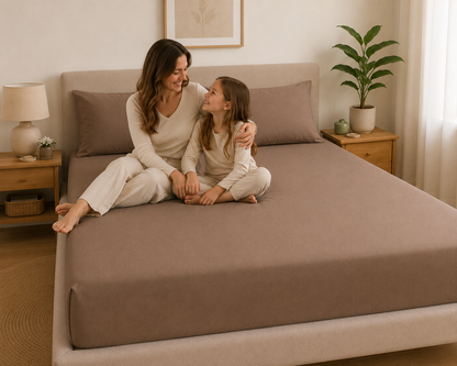 Luxury Taupe Microfibre Fitted Sheet Set with 2 Pillowcases
