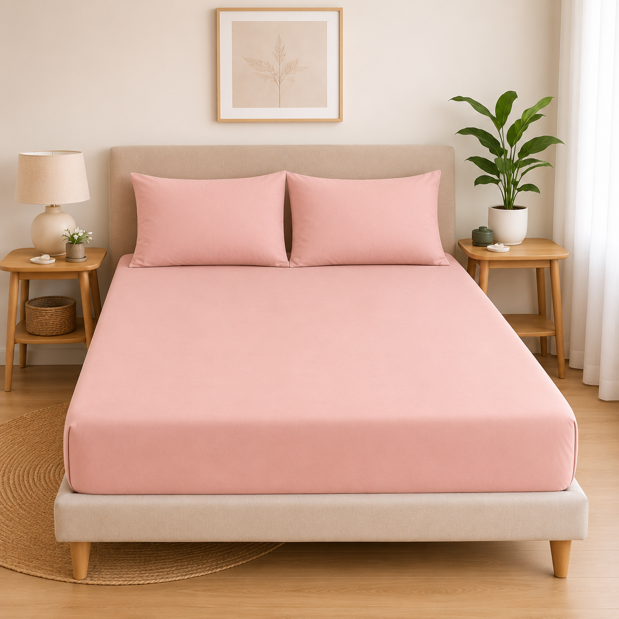 Luxury Pink Microfibre Fitted Sheet Set with 2 Pillowcases