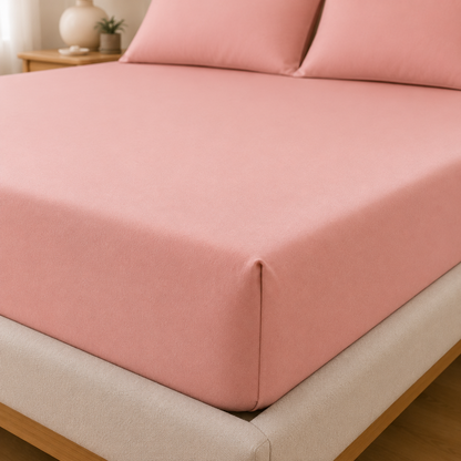 Luxury Pink Microfibre Fitted Sheet Set with 2 Pillowcases