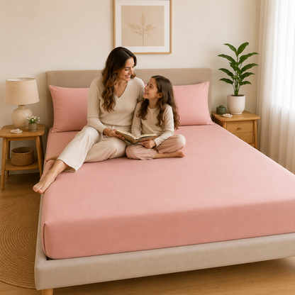 Luxury Pink Microfibre Fitted Sheet Set with 2 Pillowcases