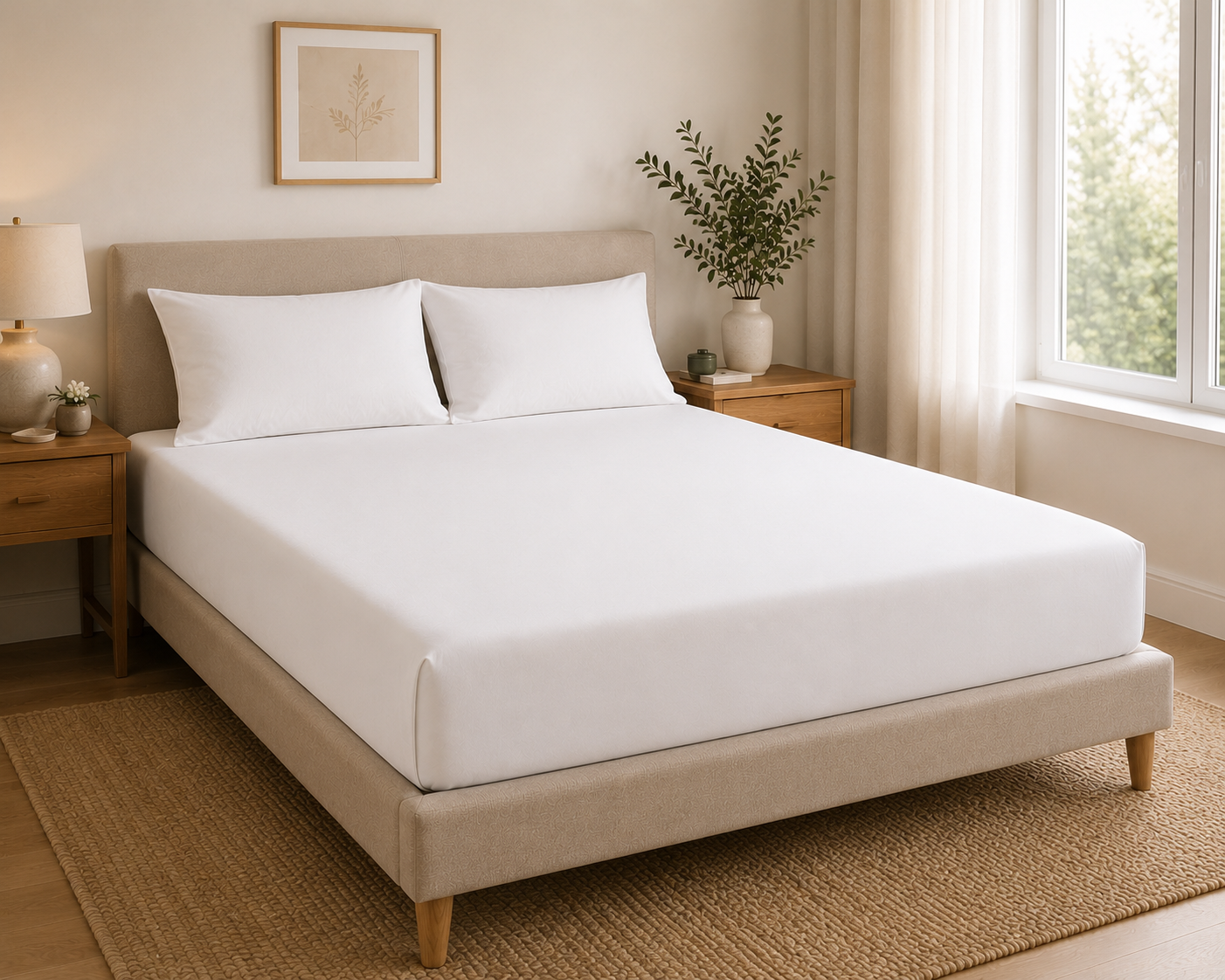 Luxury White Microfibre Fitted Sheet Set with 2 Pillowcases