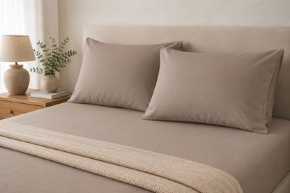 Luxury Taupe Microfibre Pillow Covers Set of 2 | Ultra Soft Breathable Pillowcases
