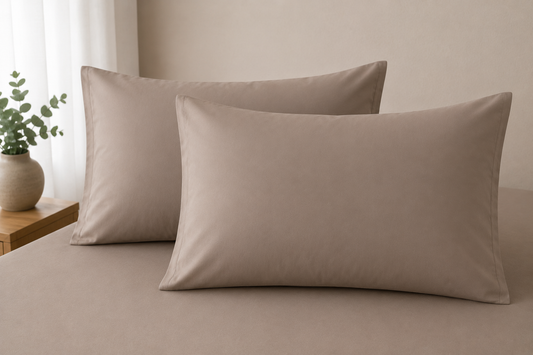Luxury Taupe Microfibre Pillow Covers Set of 2 | Ultra Soft Breathable Pillowcases