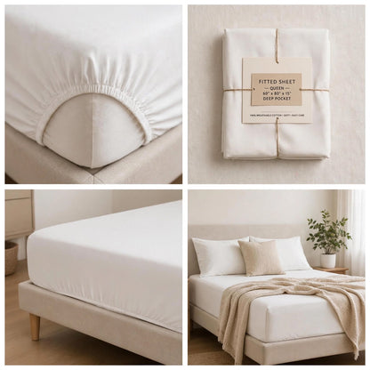 Premium White Deep Pocket Fitted Sheet – Ultra Soft Microfibre Bedding