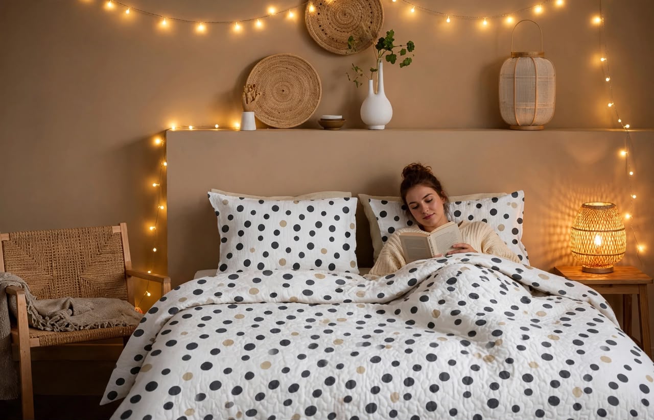 Luxury Black & Gold Polka Dot Quilt Cover Set