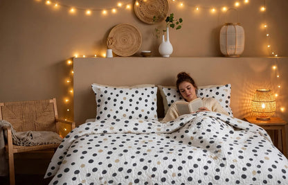 Luxury Black & Gold Polka Dot Quilt Cover Set