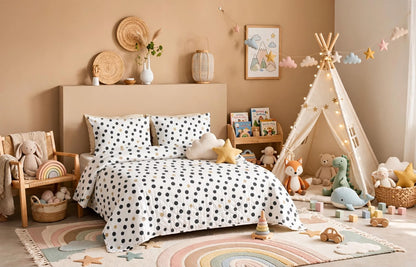 Luxury Black & Gold Polka Dot Quilt Cover Set