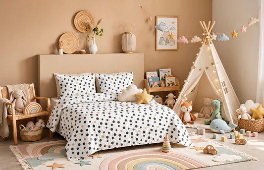 Luxury Black & Gold Polka Dot Quilt Cover Set