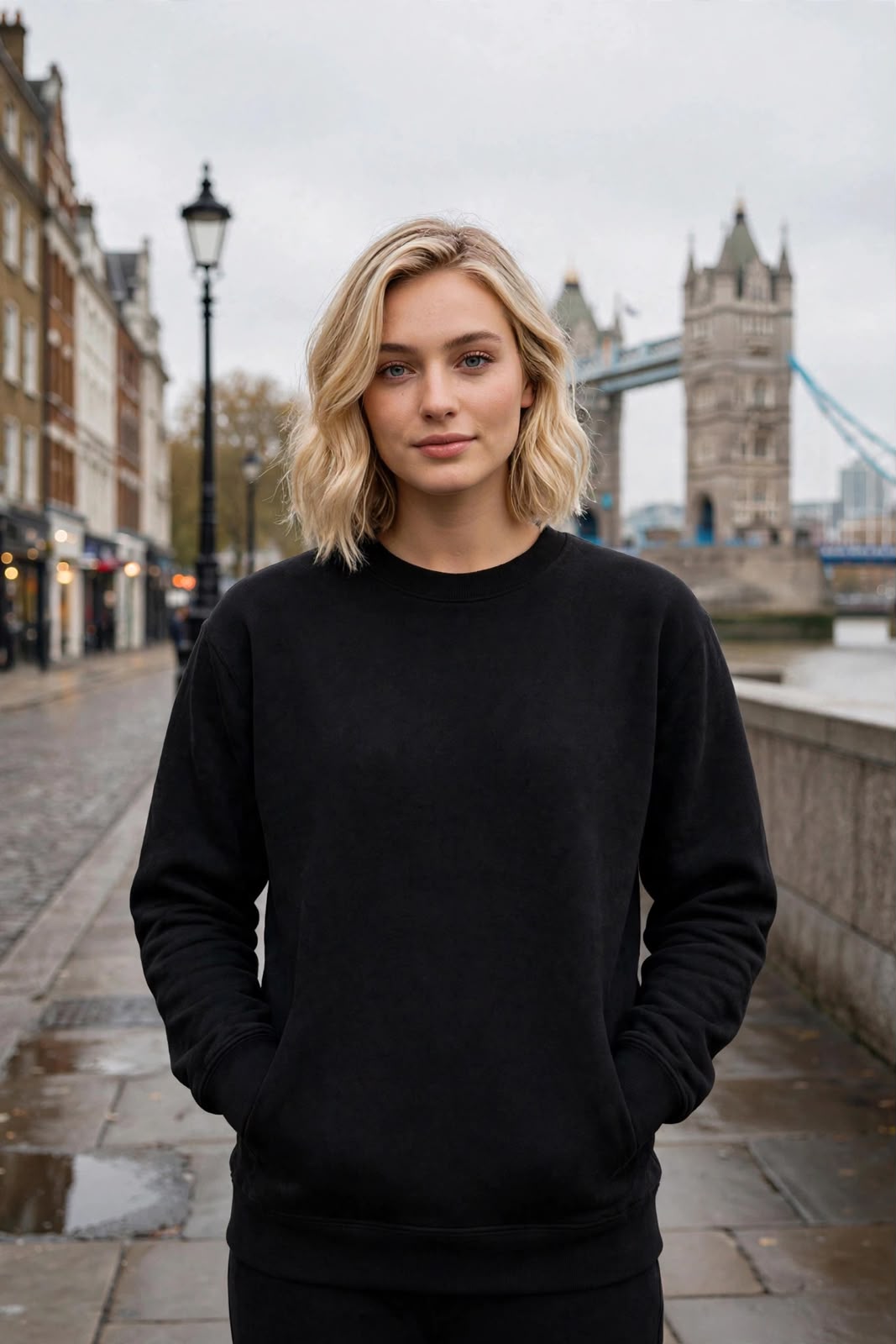 Premium Black Crew Neck Sweatshirt for Women | Soft Cotton Blend Casual Sweatshirt