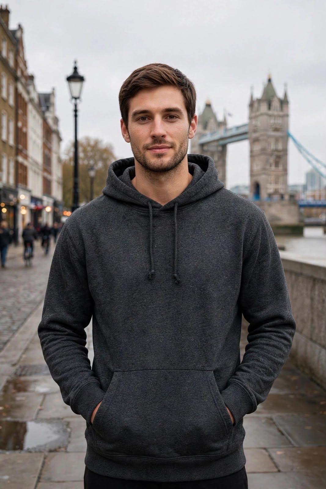 Premium Heather Charcoal Pullover Hoodie for Men | Soft Cotton Blend Casual Hoodie