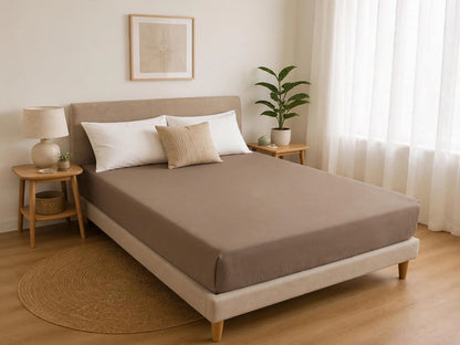 Luxury Taupe Deep Fit Fitted Sheet – Soft & Breathable Bedding
