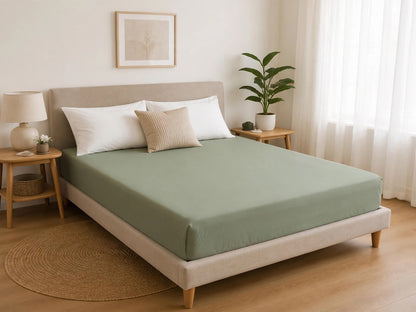Premium Sage Green Fitted Sheet – Deep Pocket Microfibre Bedding