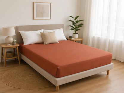 Luxury Terracotta Deep Fit Fitted Sheet – Soft & Breathable Bedding