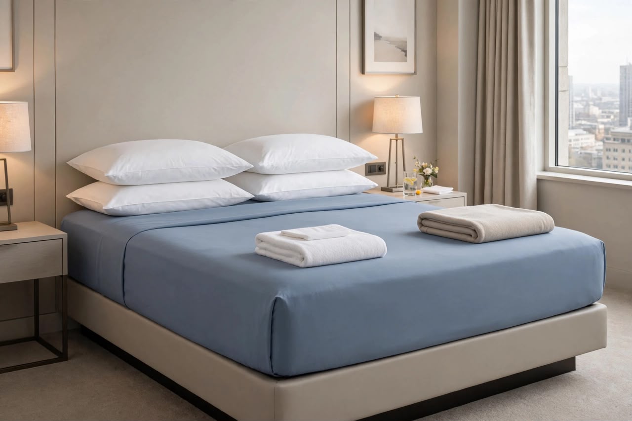 Premium Denim Blue Fitted Sheet – Soft Microfibre Deep Pocket Bedding