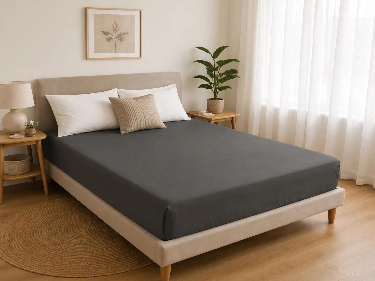 Premium Dark Grey Deep Pocket Fitted Sheet – Ultra Soft Microfibre Bedding