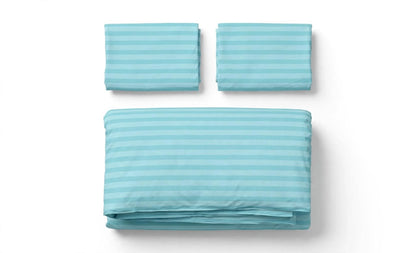 Luxury Aqua Blue Striped Duvet Cover Set