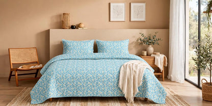 Luxury Blue Floral Quilt Cover Set