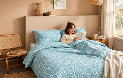 Luxury Blue Floral Quilt Cover Set
