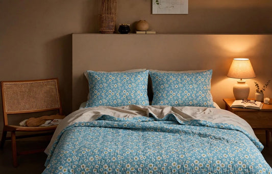 Luxury Blue Floral Quilt Cover Set