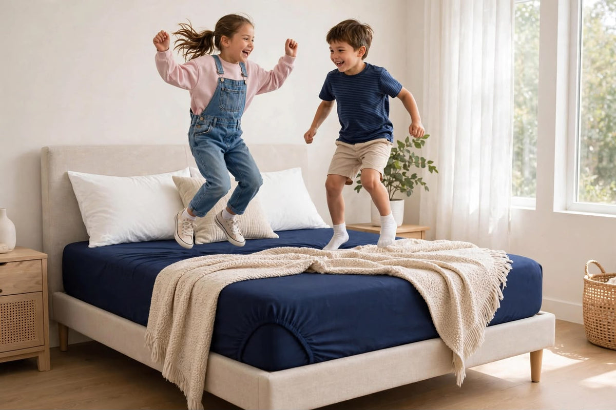 Premium Navy Blue Fitted Sheet – Deep Pocket Microfibre Bedding
