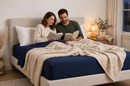 Premium Navy Blue Fitted Sheet – Deep Pocket Microfibre Bedding