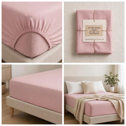 Premium Pink Deep Pocket Fitted Sheet – Ultra Soft Microfibre Bedding
