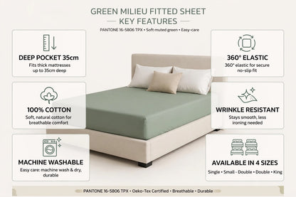Premium Sage Green Fitted Sheet – Deep Pocket Microfibre Bedding