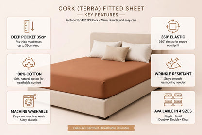 Luxury Terracotta Deep Fit Fitted Sheet – Soft & Breathable Bedding