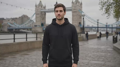 Premium Black Pullover Hoodie for Men | Soft Cotton Blend Casual Hoodie